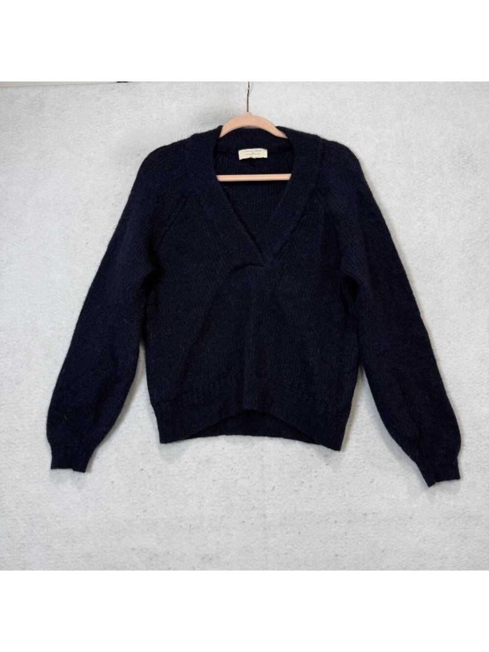 Sézane Sweater Womens Medium Blue V Neck Baby Alpaca Blend Raglan Knit Pullover